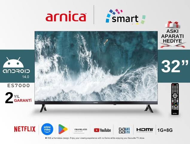 Arnica 32" 81 Ekran ES7000 Smart HD LED TV (Dahili Wi-Fi)
